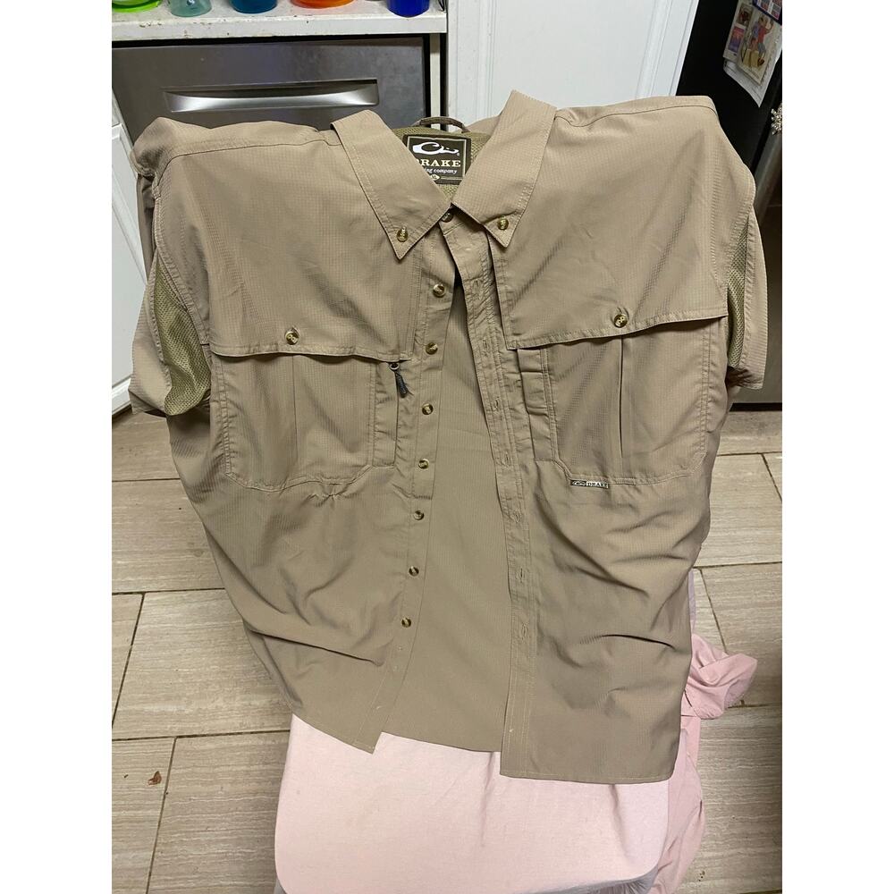 Drake Clothing Co. Short Sleeve Vented Hunting Shirt Men's Beige Size XL